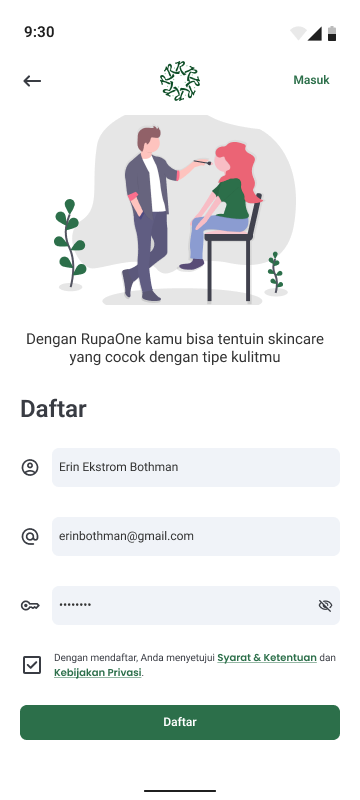 Daftar Terisi Email Validasi